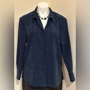 Haggar Vintage Blue & Black Paisley Button Down Collard Shirt Sz 12. Lined.